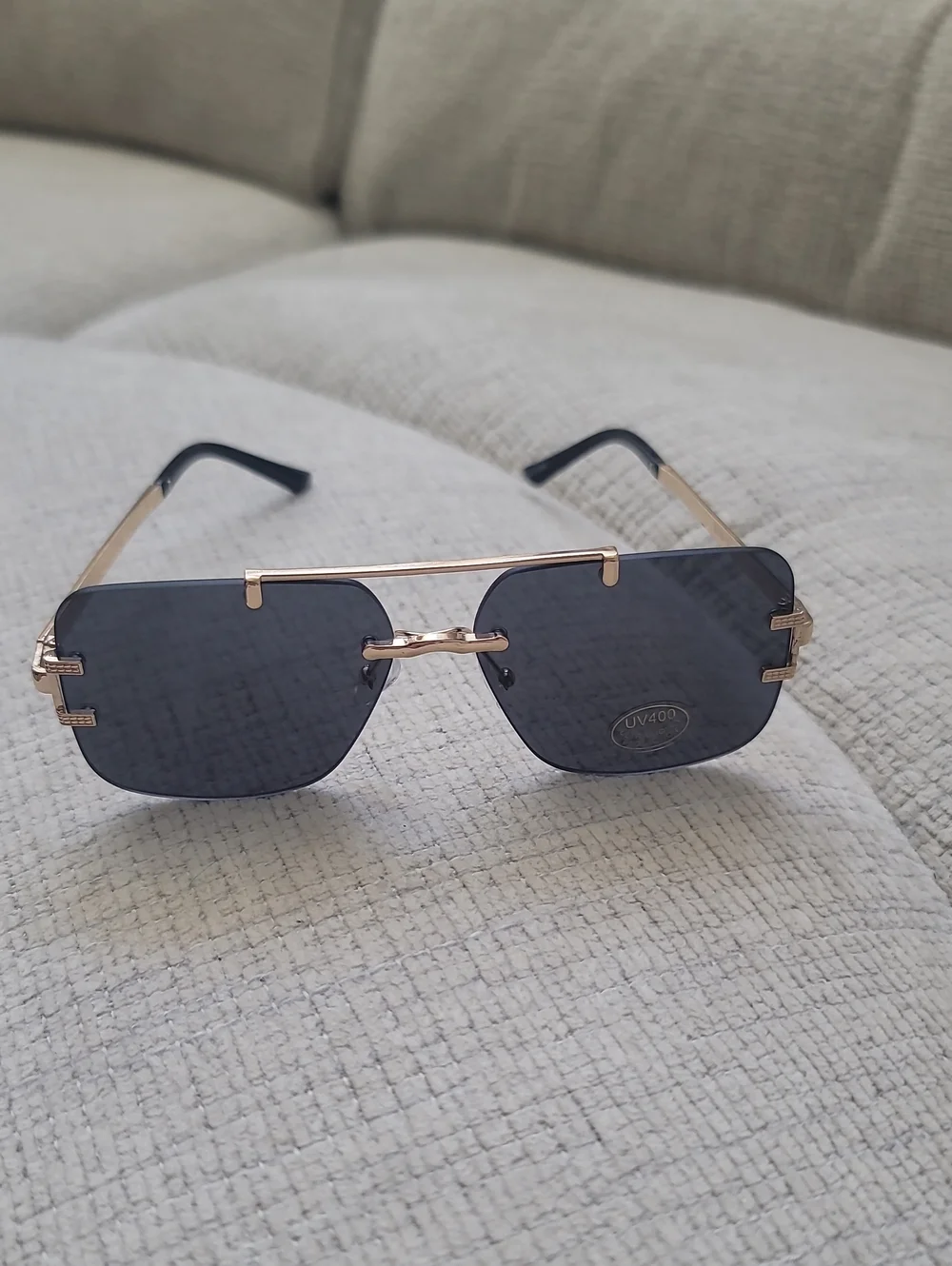 NEW Gold Frame Rimless Sunglasses